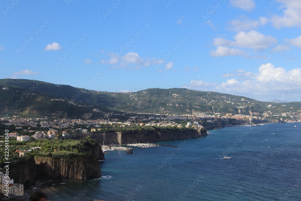 Distant view of the city of Sorrento, Italy