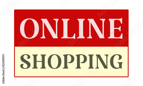 Online Shopping - written on red card on white background