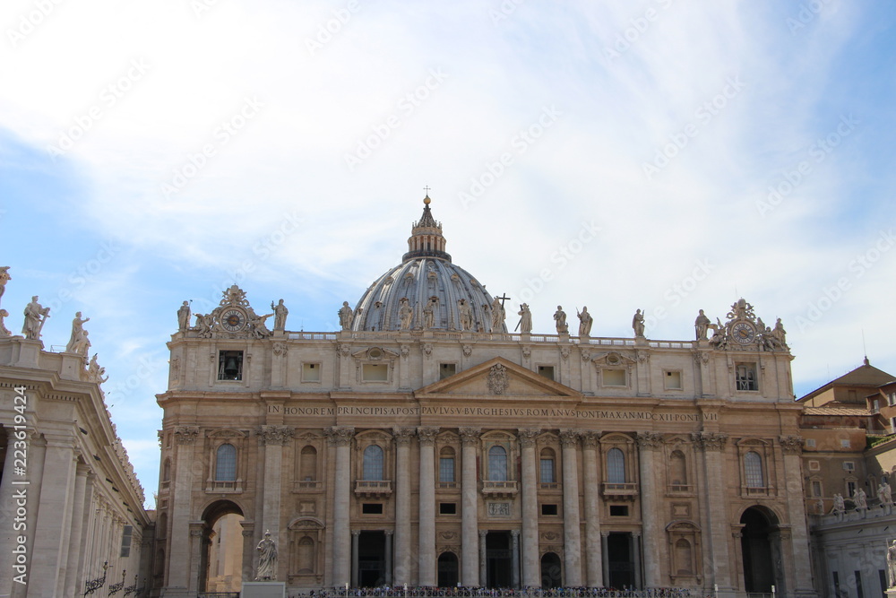 Front facade of St Peter's Basilica in Vatican City