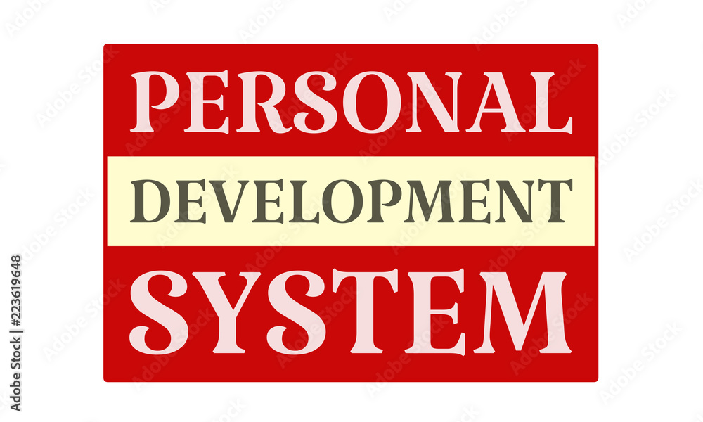 Personal Development System - written on red card on white background