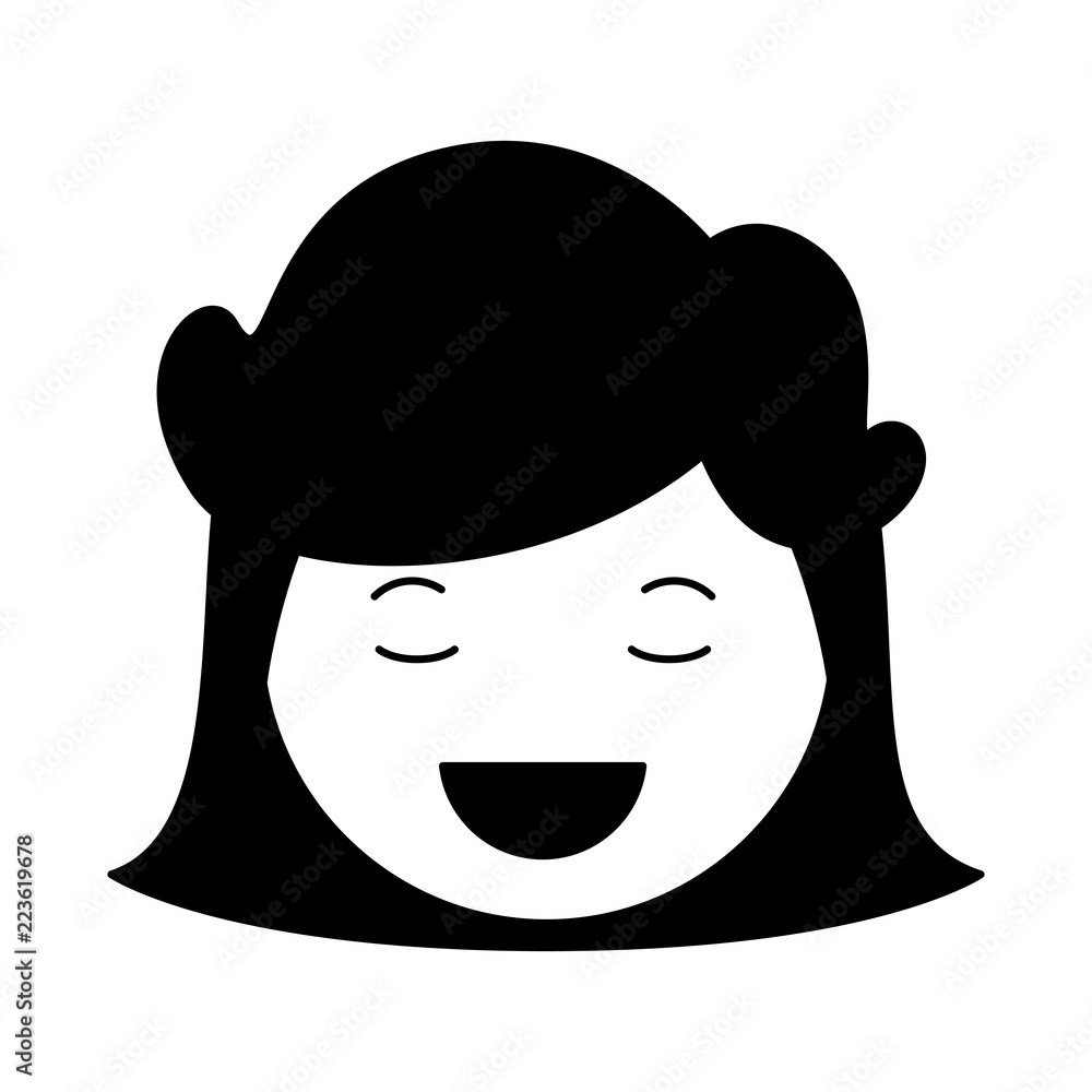 cartoon woman happy head kawaii character cartoon woman happy head kawaii character