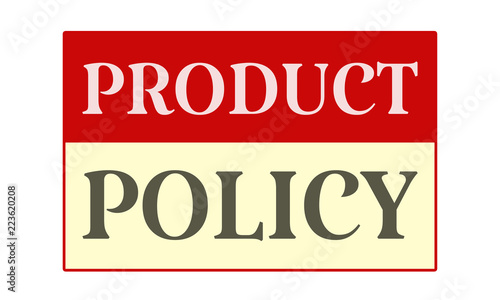 Product Policy - written on red card on white background
