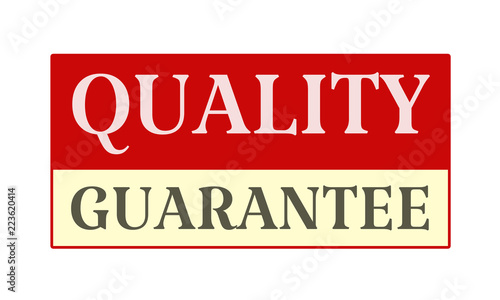 Quality Guarantee - written on red card on white background