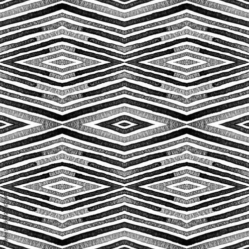 Wallpaper Mural Dark black and white Geometric Watercolor. Decent Seamless Pattern. Hand Drawn Stripes. Brush Textur Torontodigital.ca