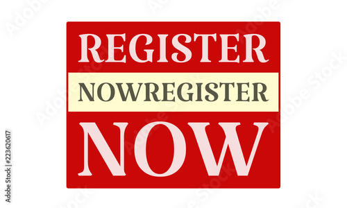 Register NowRegister Now - written on red card on white background