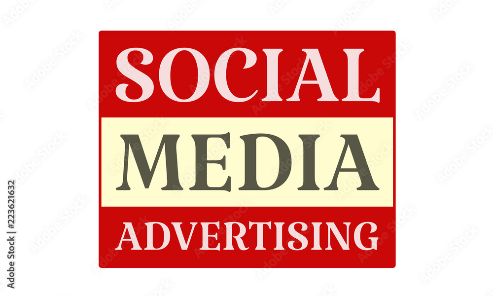 Social Media Advertising - written on red card on white background Social Media Advertising - written on red card on white background