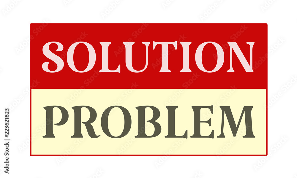 Solution Problem - written on red card on white background Solution Problem - written on red card on white background