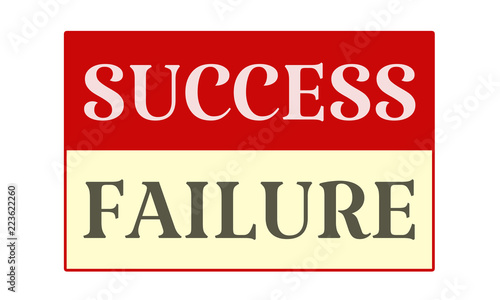 Success Failure - written on red card on white background