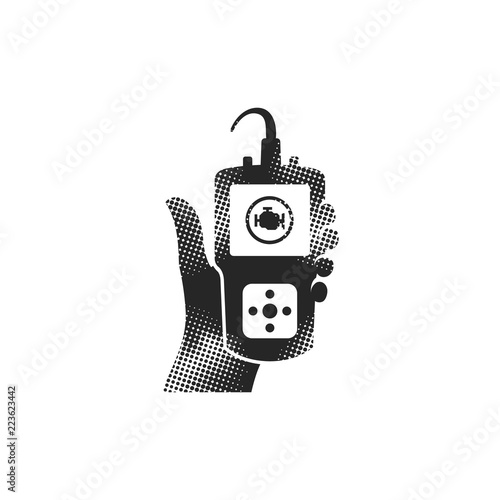 Halftone Icon - Car diagnostic