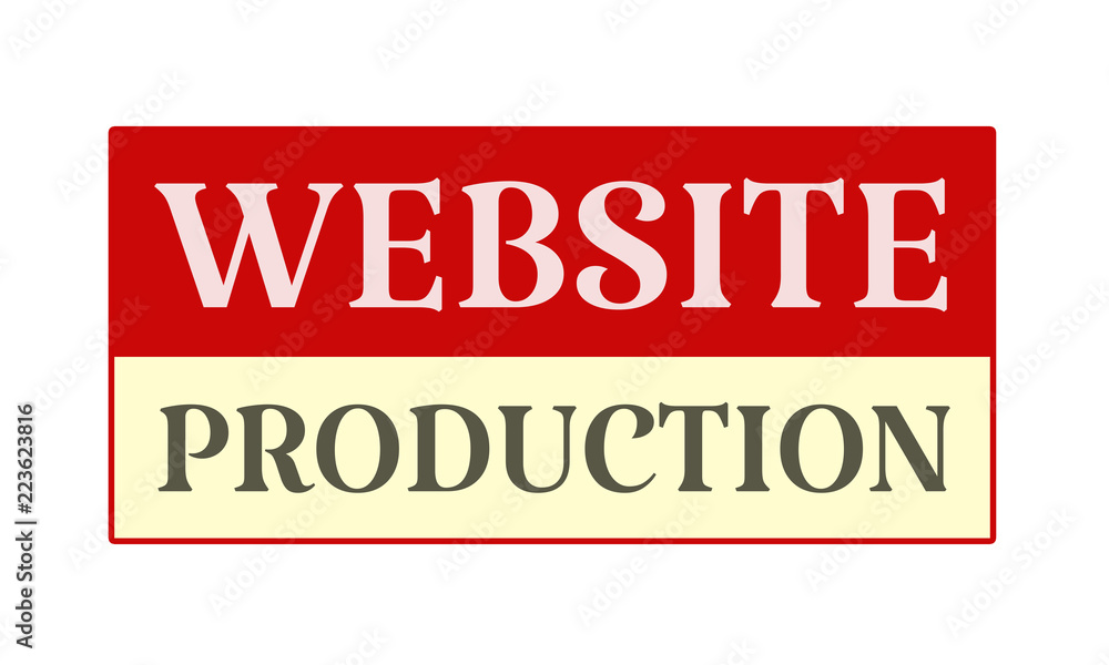 Website Production - written on red card on white background
