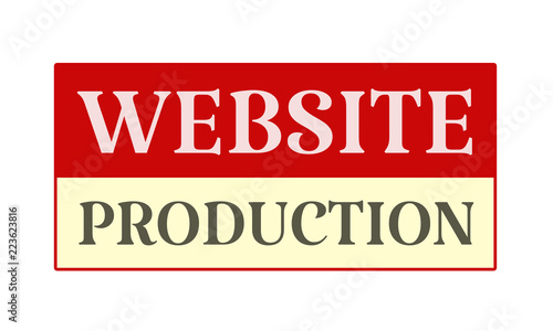 Website Production - written on red card on white background