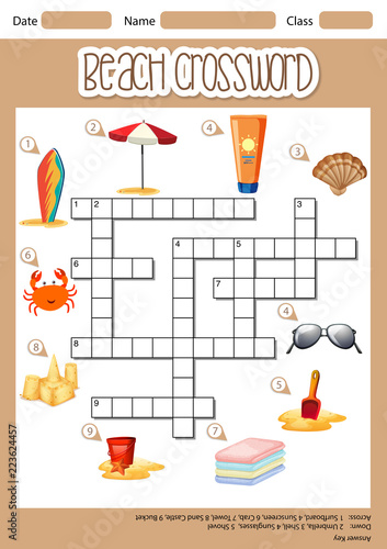 Beach cross word concept