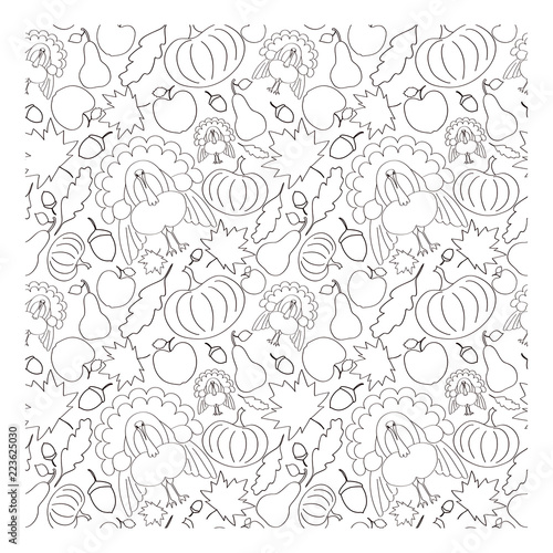 seamless pattern thanksgiving doodle style