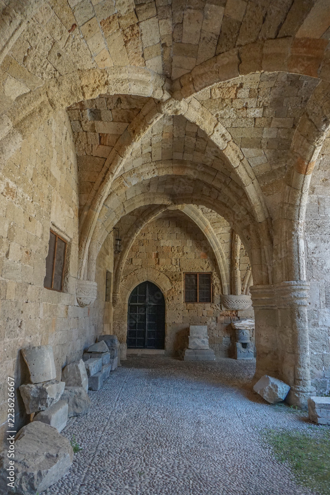 Rhodes, Greece: The Archaeological Museum of Rhodes is housed in the medieval 14th-century Hospital of the Knights of Saint John.