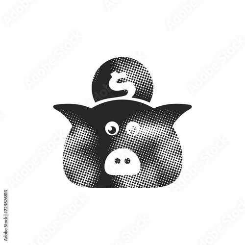 Halftone Icon - Coin piggybank