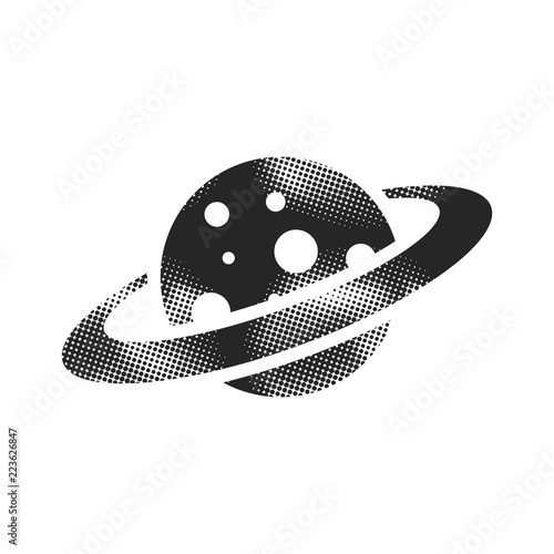 Halftone Icon - Planet Saturn