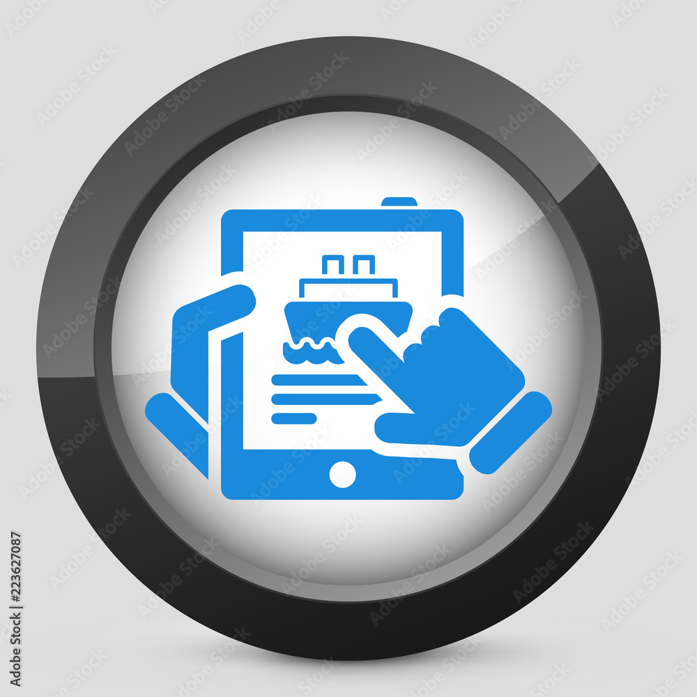 Navy tablet booking icon Navy tablet booking icon