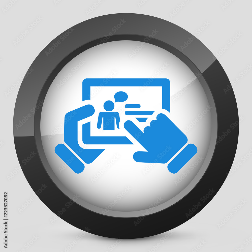 Chat on tablet concept icon Chat on tablet concept icon