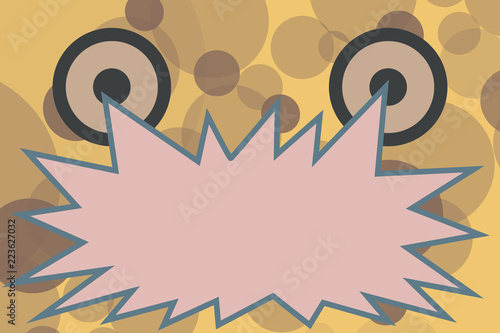 Flat design Vector Illustration Empty esp template copy text for Ad, promotion, poster, flyer, web banner, article. Screaming Angry Emotional Blank Speech Bubble with Round Dilated eyes