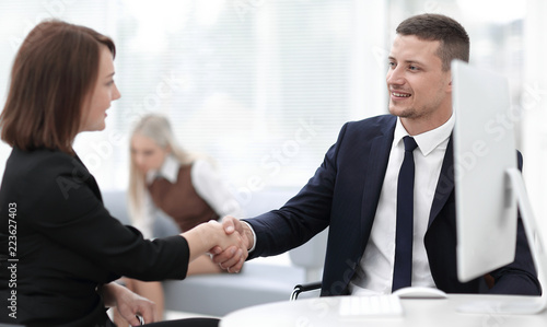 closeup of a business handshake women business partner.the business concept.