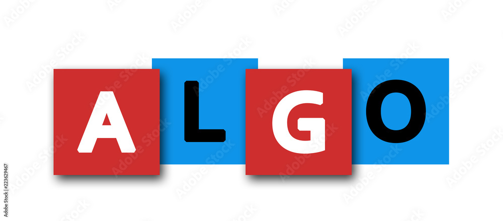 ALGO - letters written in beautiful boxes on white background ALGO - letters written in beautiful boxes on white background