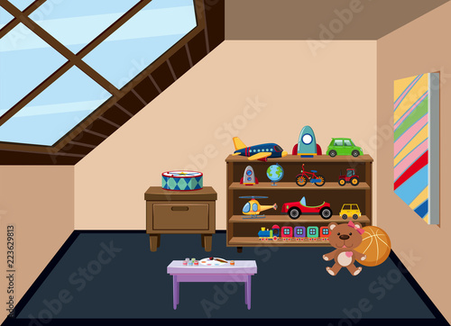 An attic playroom background