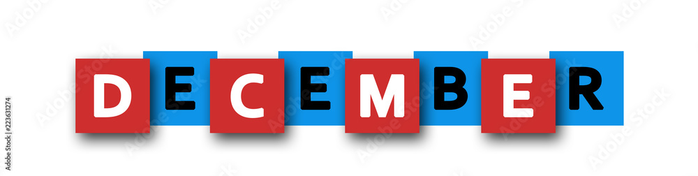 December - letters written in beautiful boxes on white background December - letters written in beautiful boxes on white background