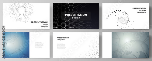 The minimalistic abstract vector illustration of the editable layout of the presentation slides design business templates. Technology, science, future concept abstract futuristic backgrounds.