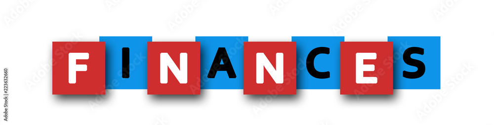 Finances - letters written in beautiful boxes on white background Finances - letters written in beautiful boxes on white background