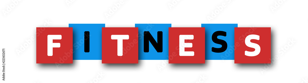 Fitness - letters written in beautiful boxes on white background Fitness - letters written in beautiful boxes on white background