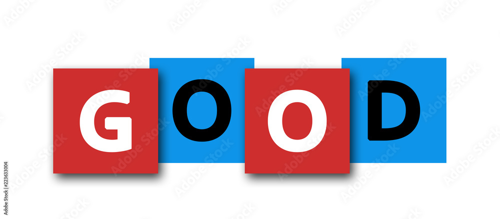 Good - letters written in beautiful boxes on white background Good - letters written in beautiful boxes on white background