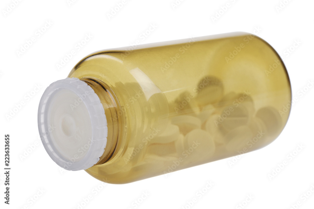 Closed jar with pills. Closed jar with pills.