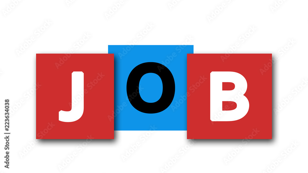 Job - letters written in beautiful boxes on white background Job - letters written in beautiful boxes on white background