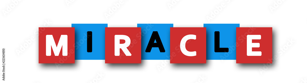 Miracle - letters written in beautiful boxes on white background Miracle - letters written in beautiful boxes on white background