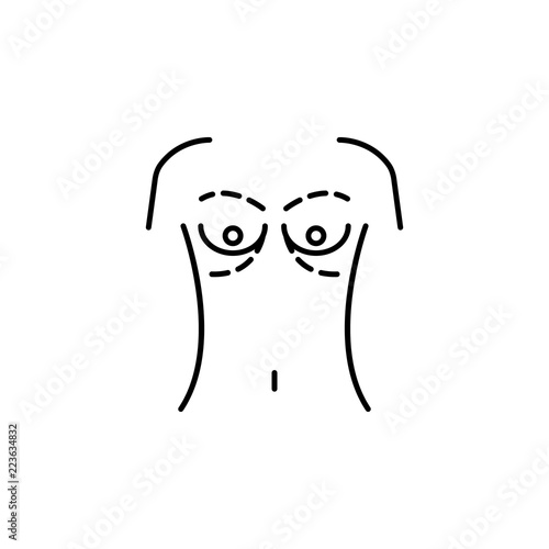 Breast enlarge, augment woman icon. Element of beauty and anti aging icon for mobile concept and web apps. Thin line Breast enlarge, augment woman icon can be used for web