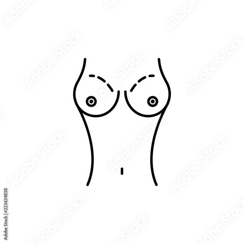 Breast enlarge, augment woman icon. Element of beauty and anti aging icon for mobile concept and web apps. Thin line Breast enlarge, augment woman icon can be used for web