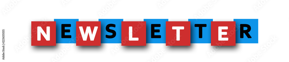 Newsletter - letters written in beautiful boxes on white background Newsletter - letters written in beautiful boxes on white background