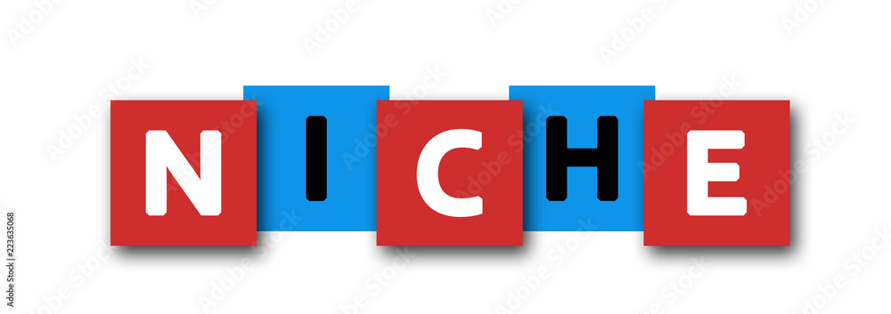 Niche - letters written in beautiful boxes on white background Niche - letters written in beautiful boxes on white background