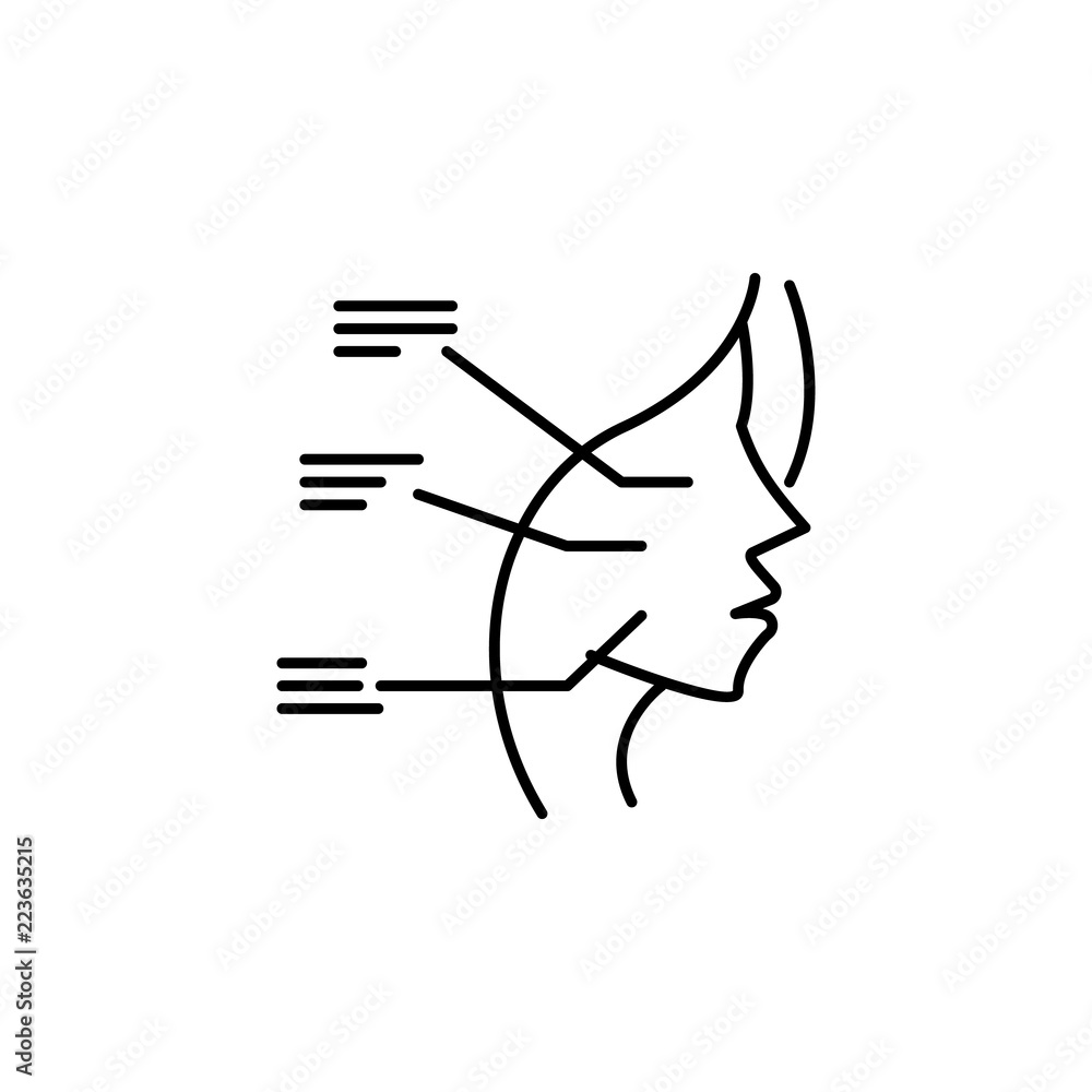 Cosmetic face analysis icon. Element of beauty and anti aging icon for