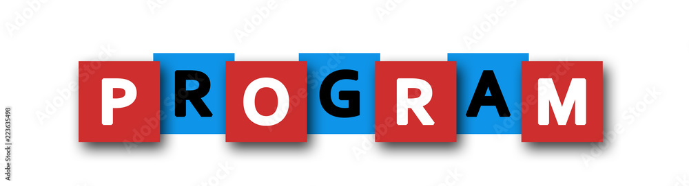 Program - letters written in beautiful boxes on white background Program - letters written in beautiful boxes on white background