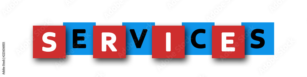 Services - letters written in beautiful boxes on white background Services - letters written in beautiful boxes on white background