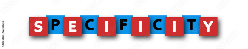 Specificity - letters written in beautiful boxes on white background Specificity - letters written in beautiful boxes on white background