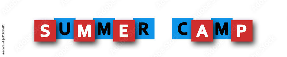 Summer-Camp - letters written in beautiful boxes on white background Summer-Camp - letters written in beautiful boxes on white background