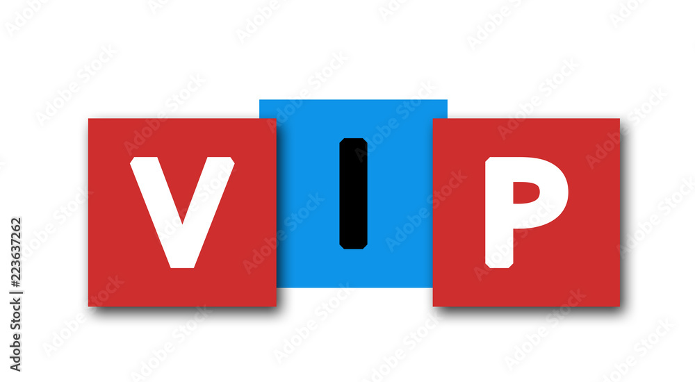 Vip - letters written in beautiful boxes on white background Vip - letters written in beautiful boxes on white background