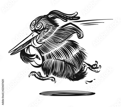 vector sketch the New Zealand kiwi rugby cartoon bird