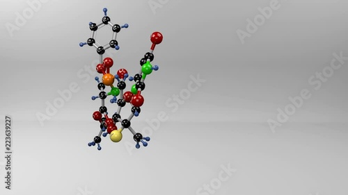 Sofosbuvir molecule. Molecular structure of sovaldi, compound used as an antiviral agent in the treatment of chronic Hepatitis C.  photo