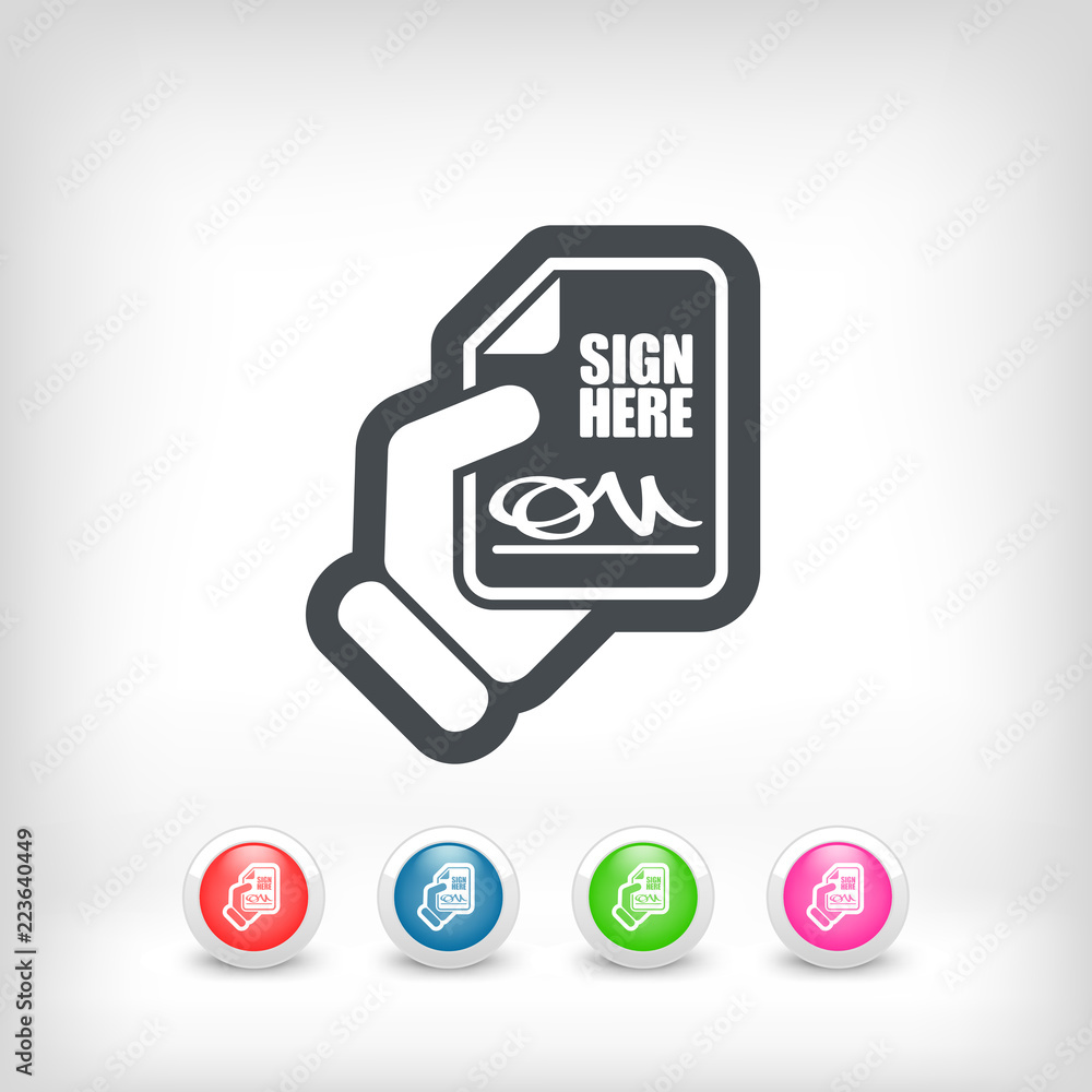 Sign on document icon Sign on document icon