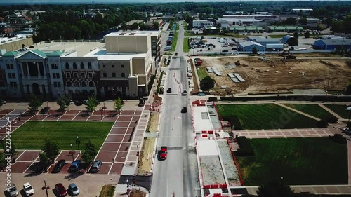 4k aerial flyover of Carmel arts district 