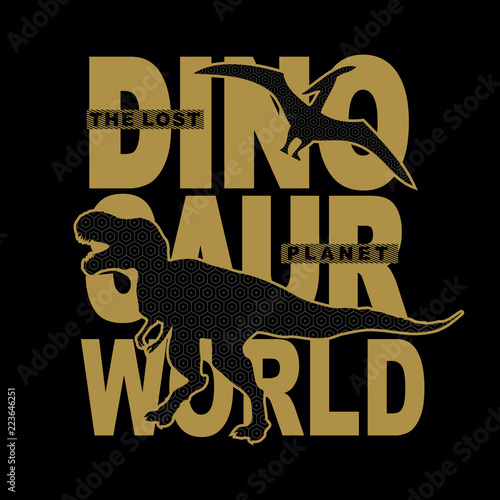 dinosaur world silhouette typographic t shirt design vector