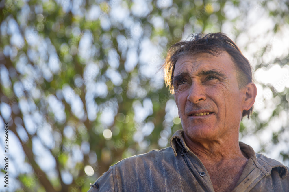 Farmer with wrinkles on his face Farmer with wrinkles on his face